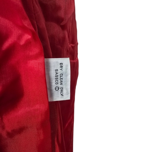 Kasper For A.S.L Petite Red Vintage Military Padded Gold Button Down Dress 4P - Picture 11 of 12